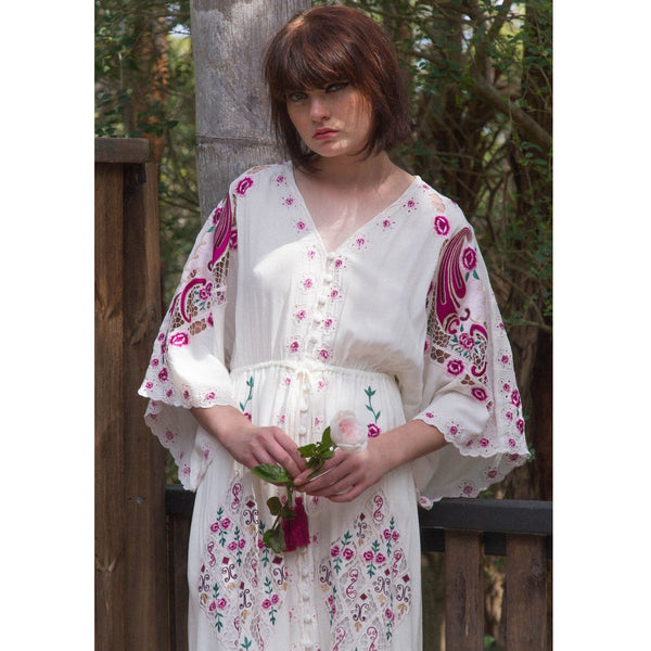 Classic Roomy English-Embroidered Bohemian Dress