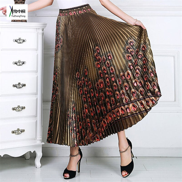 Colorful Vintage Accordion Pleated MAXI  Skirts
