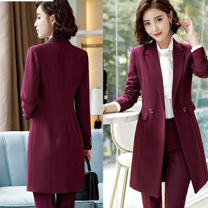 Dashing Double-Breasted Trenchcoat Pants Or Skirt Suit Set