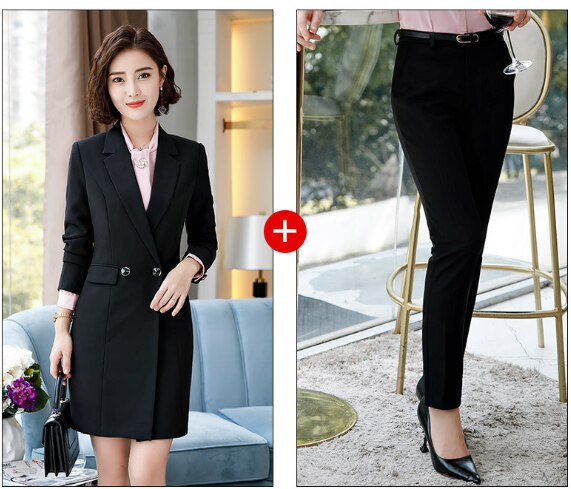 Dashing Double-Breasted Trenchcoat Pants Or Skirt Suit Set