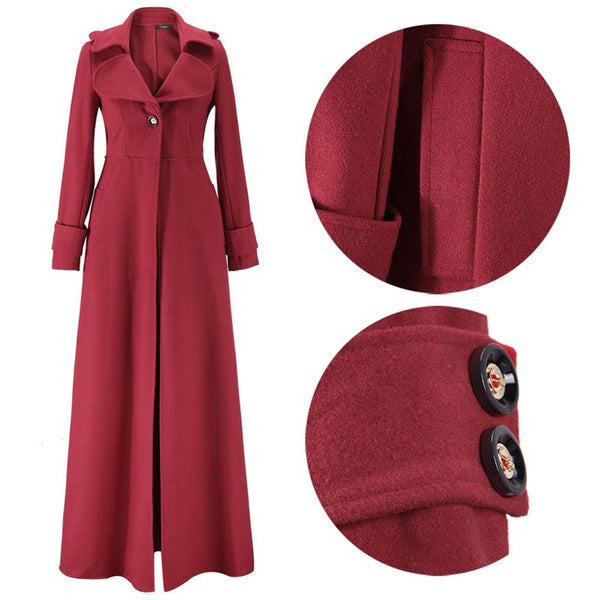 Full-Length Single-Button Wool-Blend Coat