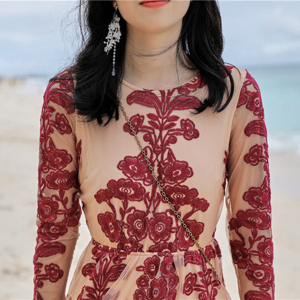 Sexy Bohemian Embroidery Lace Mini Dress