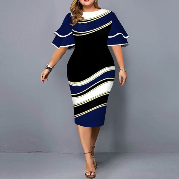 Plus Size, Double-Sleeved Curve-Hugging Bodycon Dress 