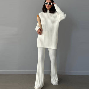 Ultra Comfy, Fluffy Thick-Knit Sweater +Pants  Set