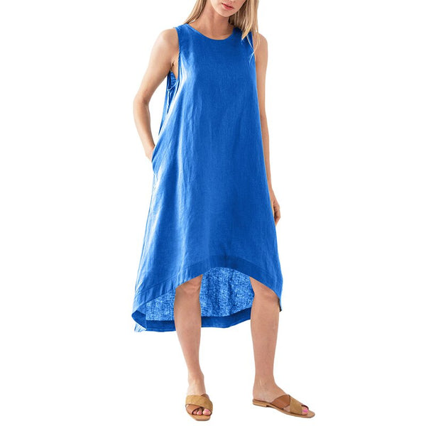 Vintage 100% Linen Asymmetrical Beach Party Dress 