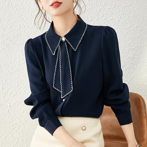 Fancy Decorated Long-Sleeved Blouse