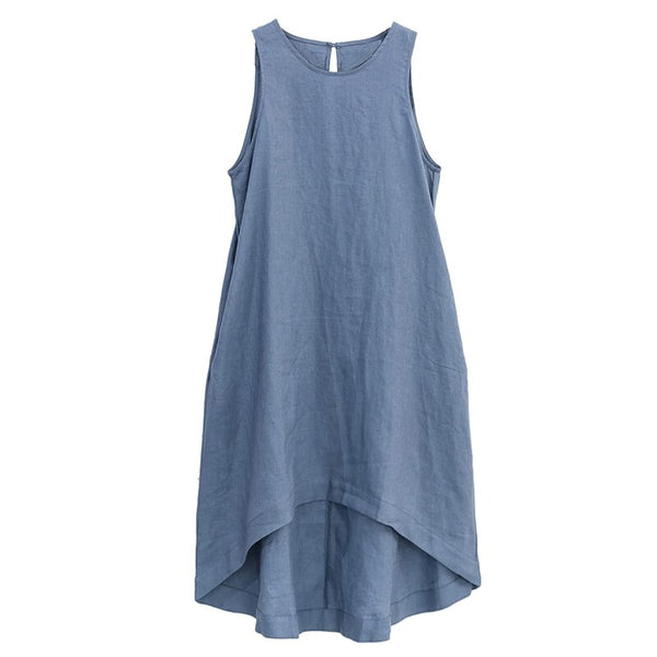 Vintage 100% Linen Asymmetrical Beach Party Dress 