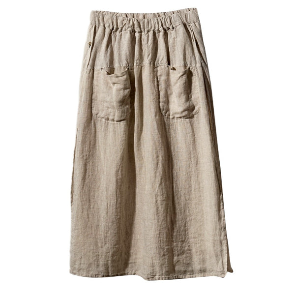 100% Linen Side-Split Maxi Skirt