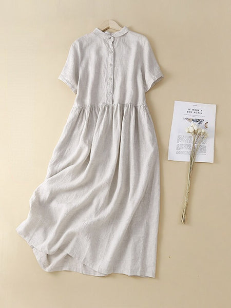 Vintage Cotton-Linen Midi Summer Dress