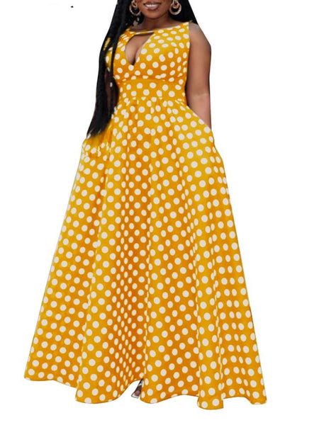 Classic, Versatile A-line Polka Dot Max Dress