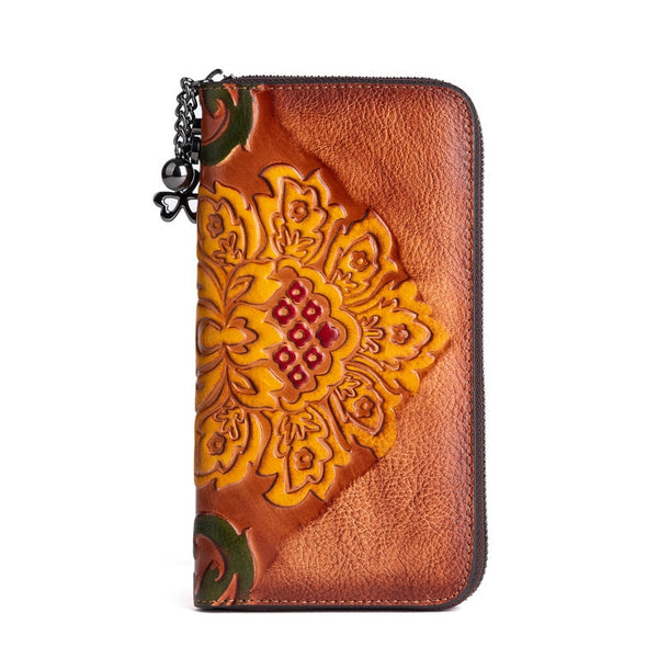 Embossed Handmade Genuine Cowhide Leather Wallet