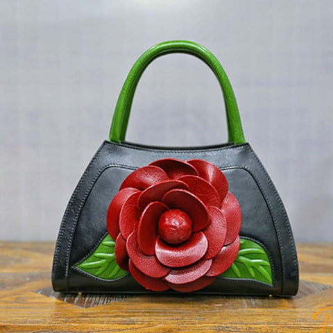 High Fashion Genuine Leather Flower Bag