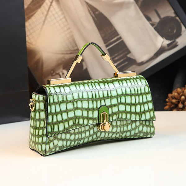 Upscale Aligator-Patterned 100% Genuine Leather Evening Clutch