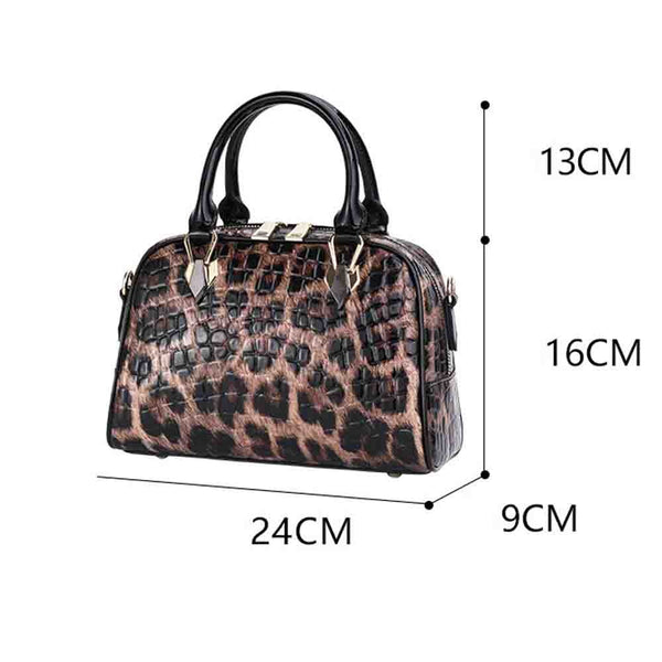 Luxury Genuine Leather Leopard Print Shoulder/Handbag