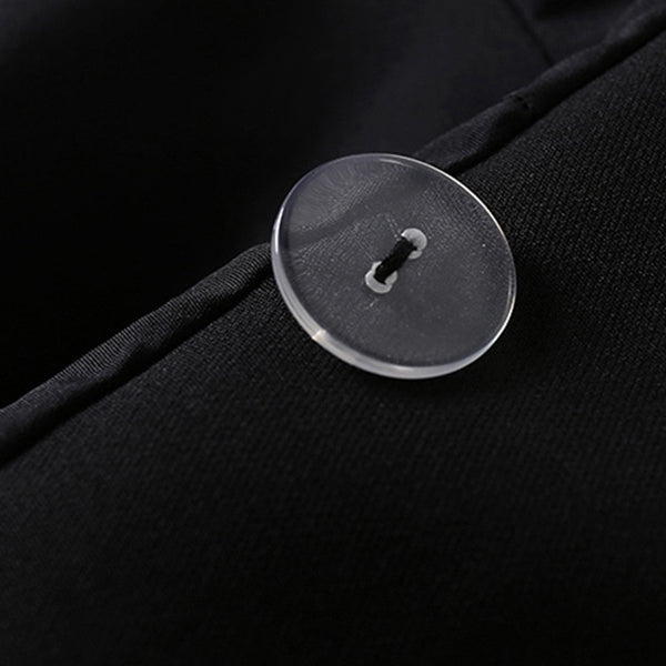 Single-Breasted MIDI Coat Dress-fabric detail showing button.