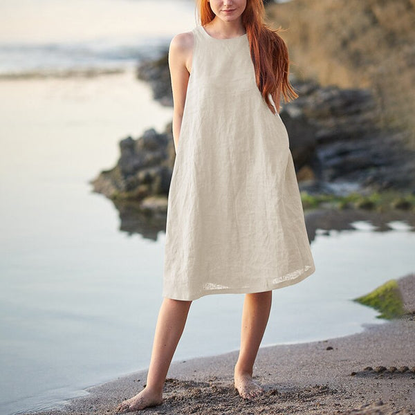Stylish + Sexy 100% Linen Casual Party Dress