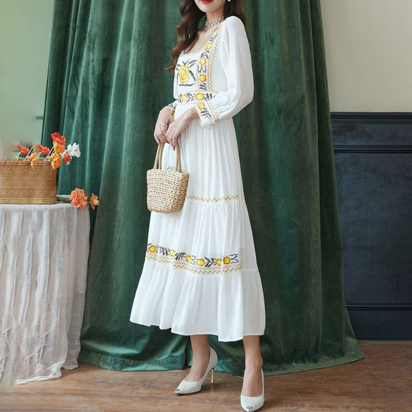 Long-Sleeved Floral Bohemian MAXI Dress
